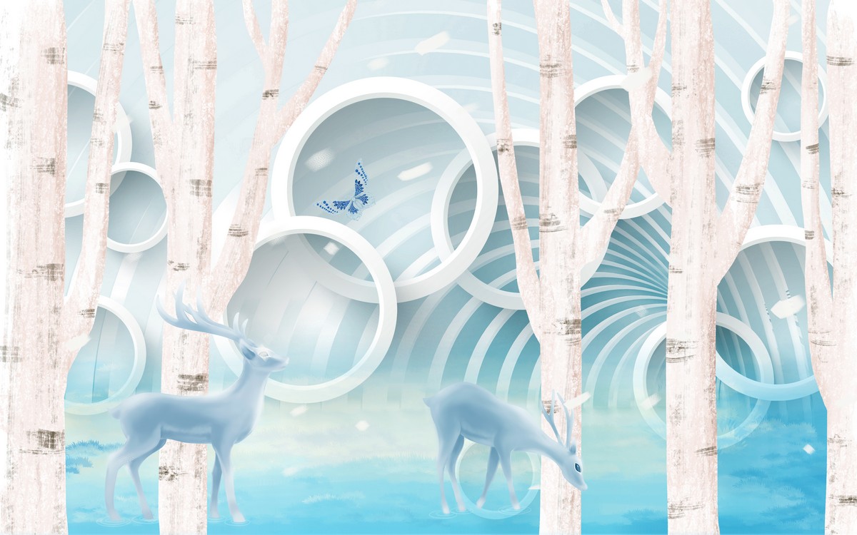 Фреска Снежные березы